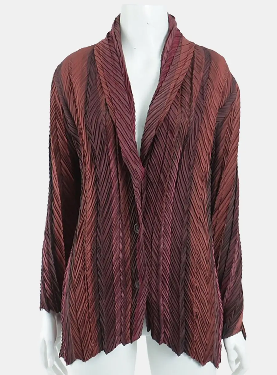 Issey Miyake Burgundy Polyester Jacket Size M