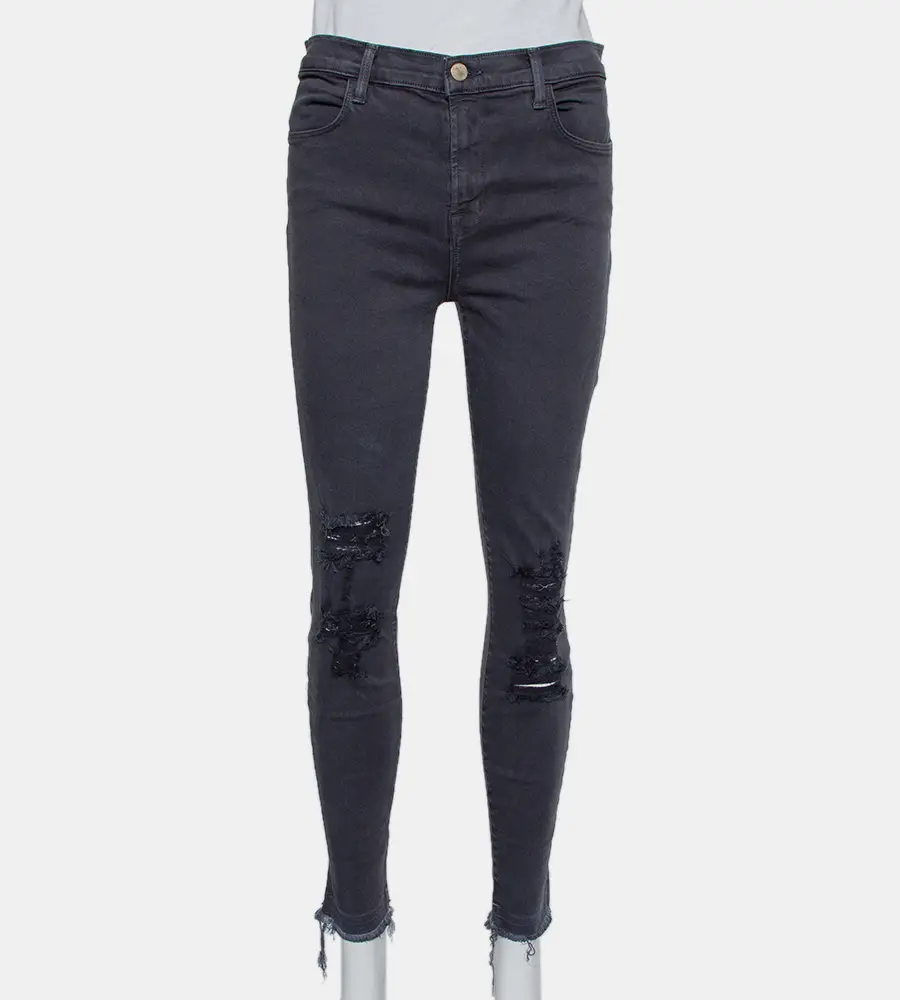 J Brand Dement Black Denim Distressed Alana Jeans M