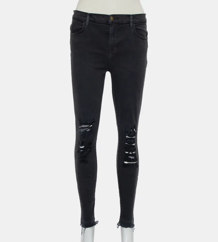 J Brand Dement Black Denim Distressed Alana Jeans M