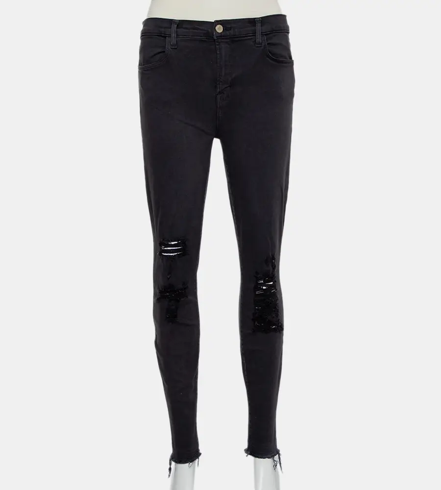 J Brand Demen Black Denim Distressed Skinny Alana Jeans M