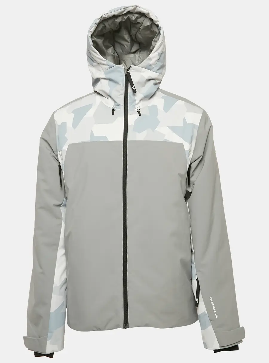 J. Mendel Grey Synthetic Zip-Up Hooded Base Champ Ski Jacket M