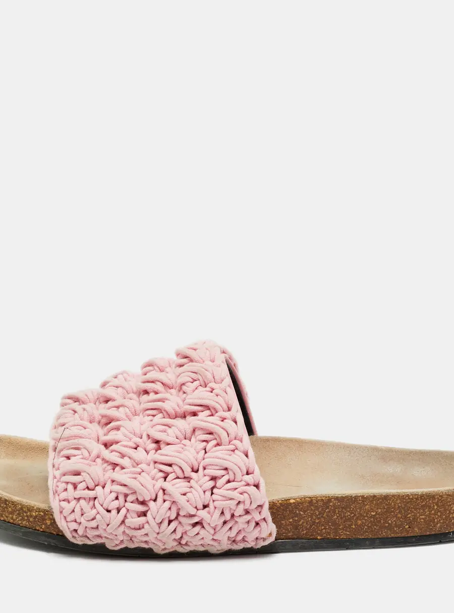 J.W.Anderson Light Pink Knot Rope Popcorn Flat Slide Sandals Size 39