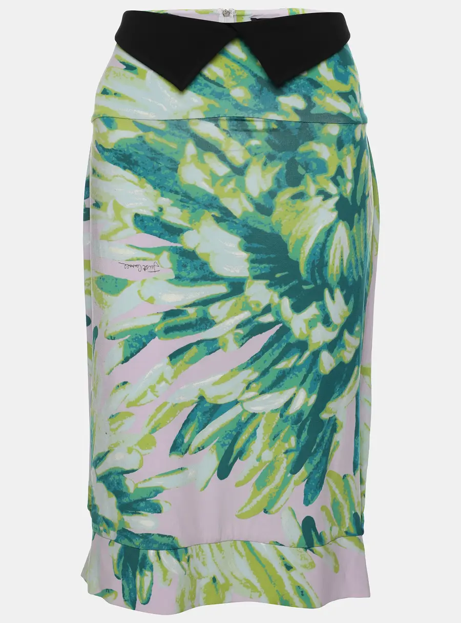 Just Cavalli Multicolor Printed Jersey Midi Skirt XL