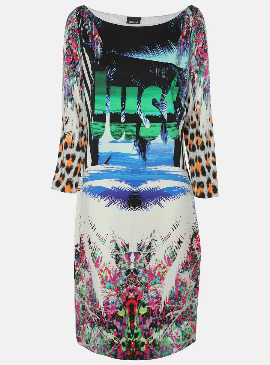 Just Cavalli Multicolor Viscose Blend Midi Dress XL