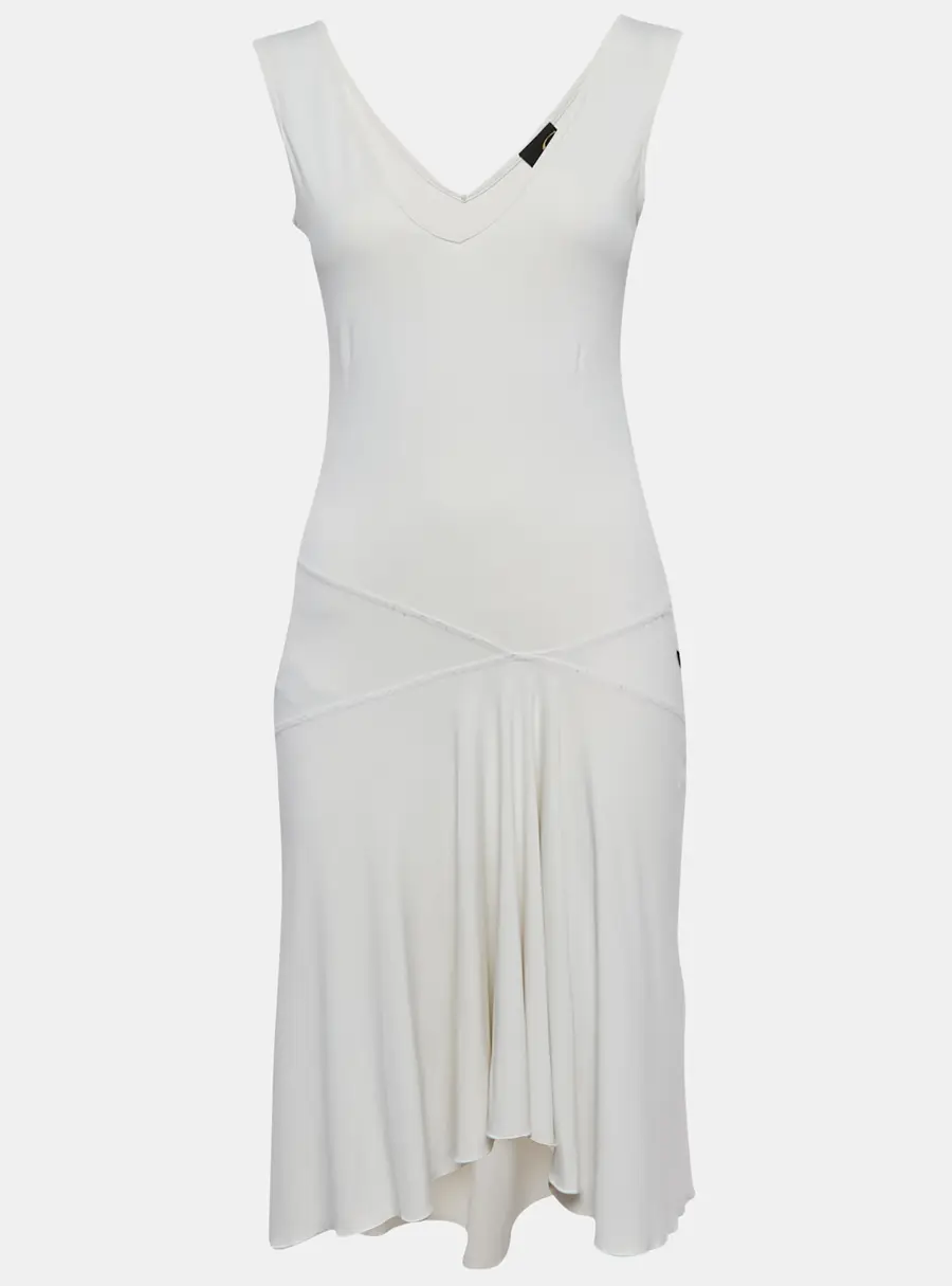 Just Cavalli White Jersey paneled Sleeveless Midi Dress M