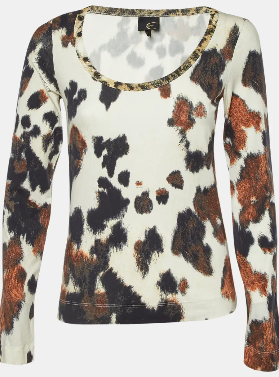 Just Cavalli  White Printed Cotton Long Seeve T-Shirt L