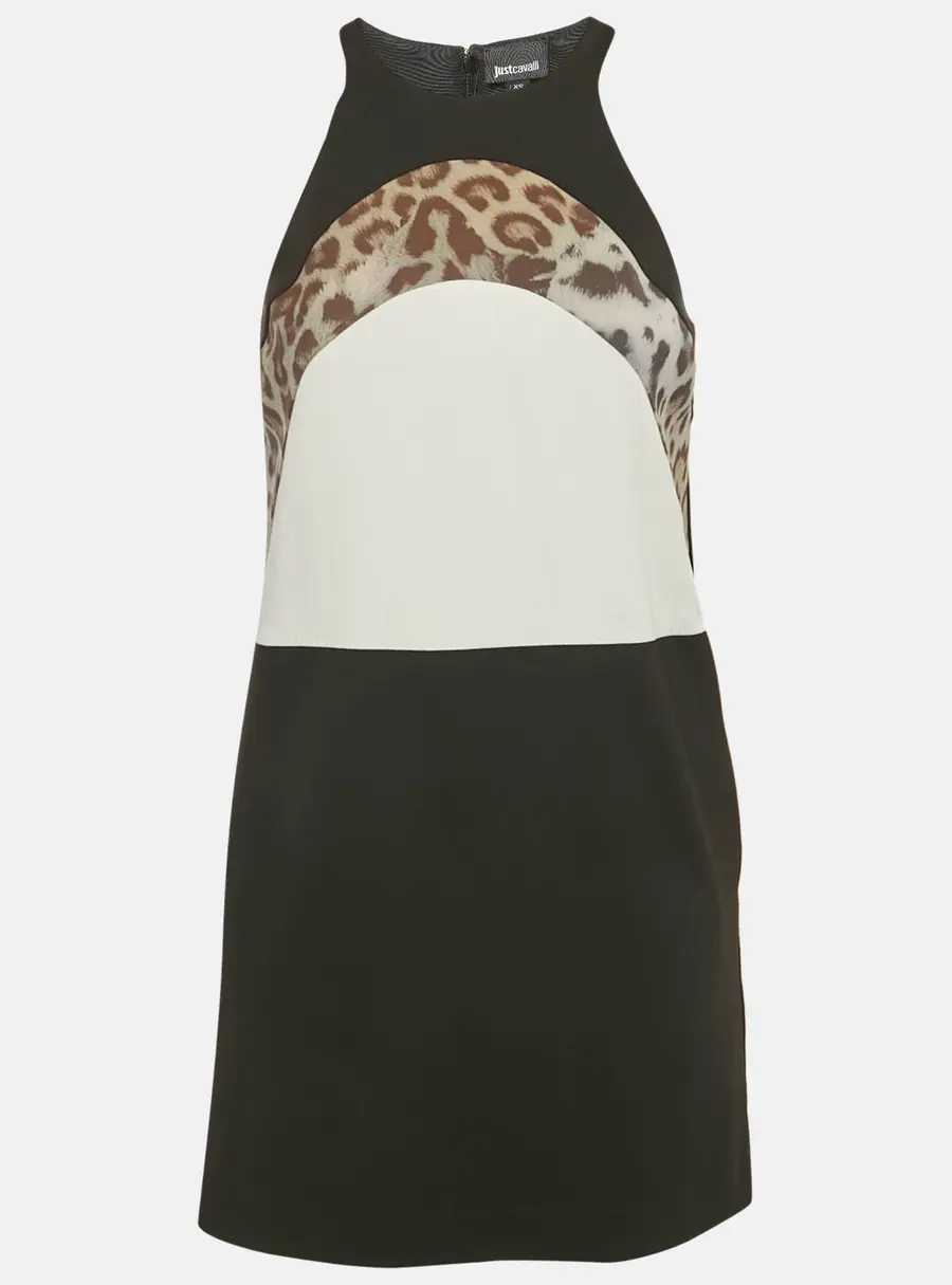 Just Cavalli Black Jersey Panel Detail Sleeveless Mini Dress XS