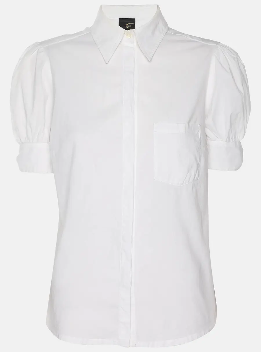 Just Cavalli White Cotton Button Front Top M