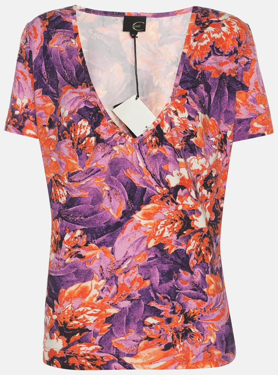 Just Cavalli Multicolor Printed Jersey Top M