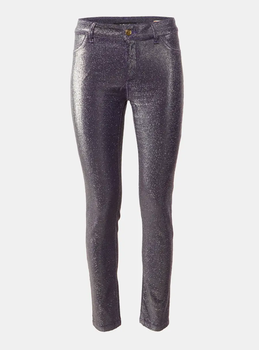 Just Cavalli Purple Metallic Denim Just Chic Jeggings M/Waist 28.5"