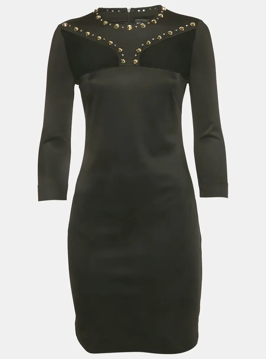Just Cavalli Black Jersey Stud & Mesh Detail Mini Dress M