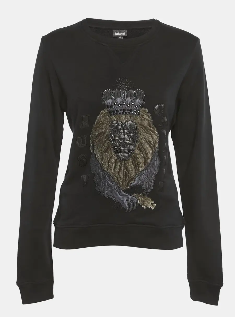 Just Cavalli Black Lion Embossed Cotton Sweatshirt S
