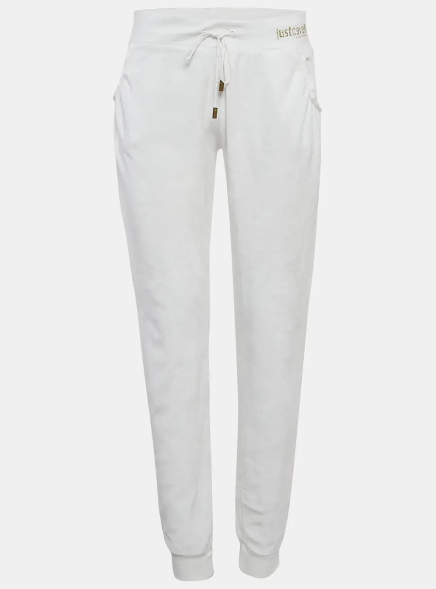 Just Cavalli Beachwear White Terry Joggers M