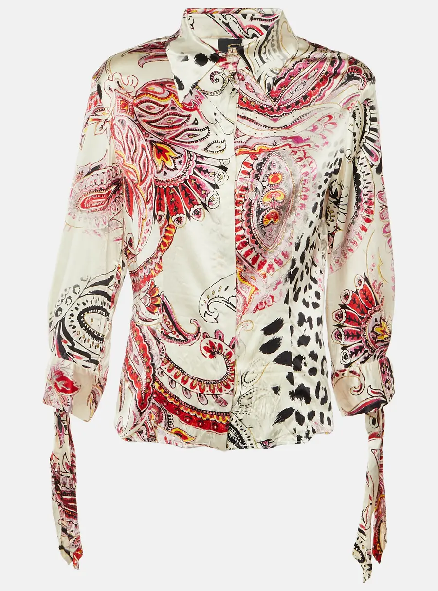 Just Cavalli Multicolor Printed Silk Top M