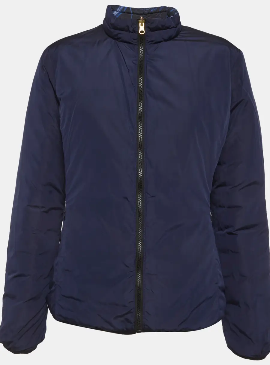 Just Cavalli avy Blue/Printed Synthetic Quilted Puffer Reversible Jacket M