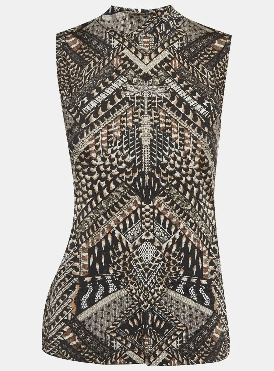Just Cavalli Black Printed Jersey Top M