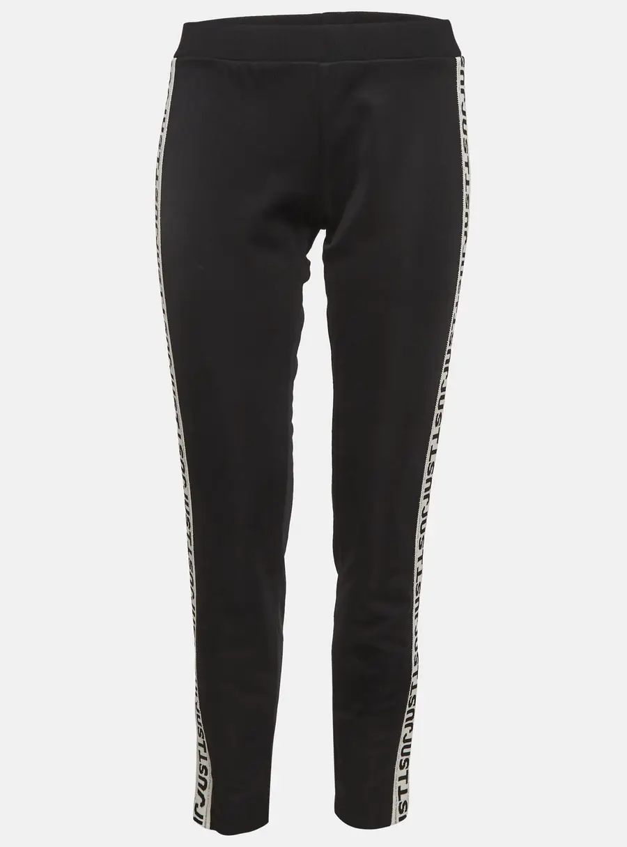 Just Cavalli Black Knit Logo Tape Detail Pants M