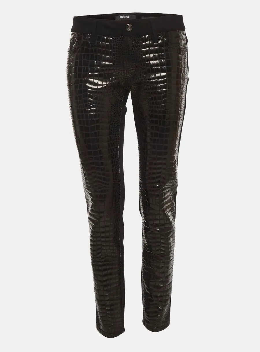 Just Cavalli Black Snakeskin Pattern Jersey Pants M
