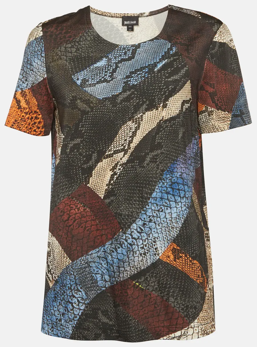 Roberto Cavalli Multicolor Snakeskin Print Jersey T-Shirt M