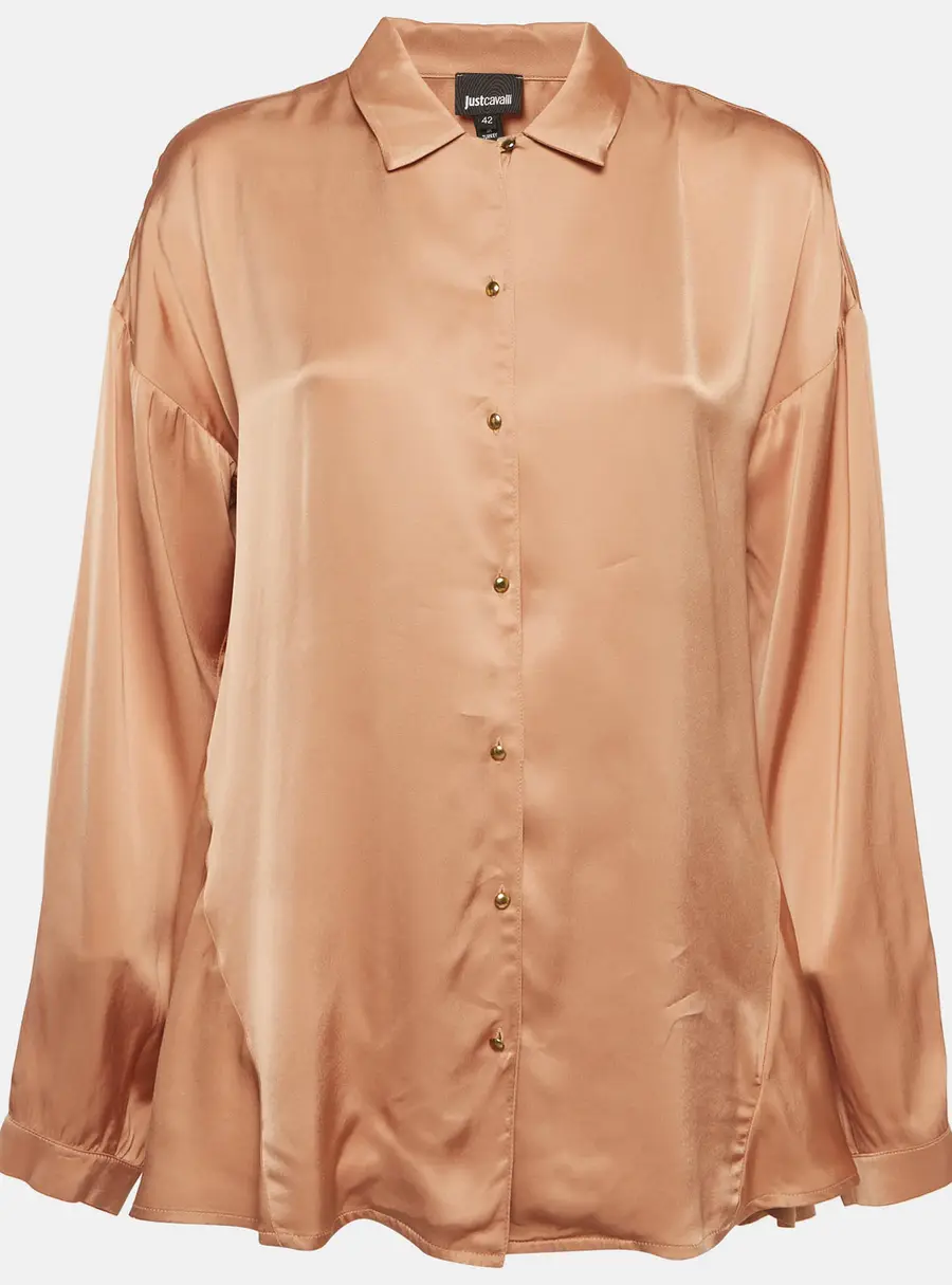 Just Cavalli Beige Satin Button Front Shirt M