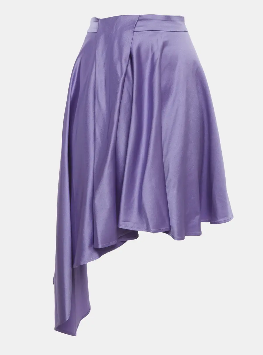 Just Cavalli Purple Satin Asymmetric Skirt M
