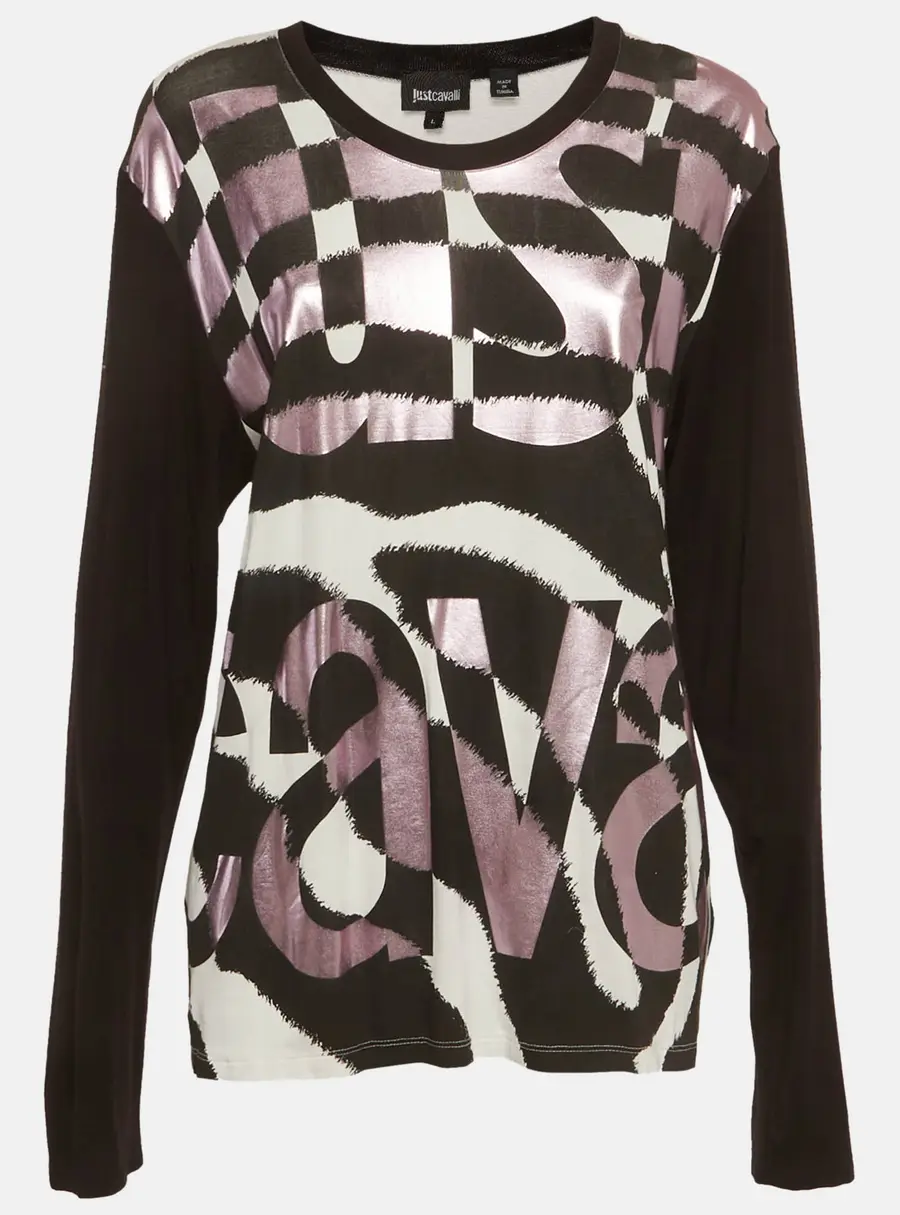 Just Cavalli Multicolour Logo Graphic Print Jersey Long Sleeve T-Shirt L