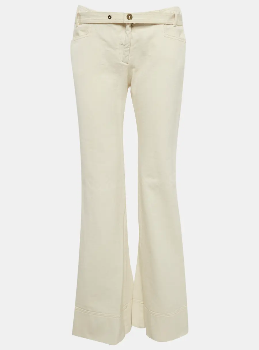 Just Cavalli Cream Denim Wide Leg Jeans M/Waist 29"