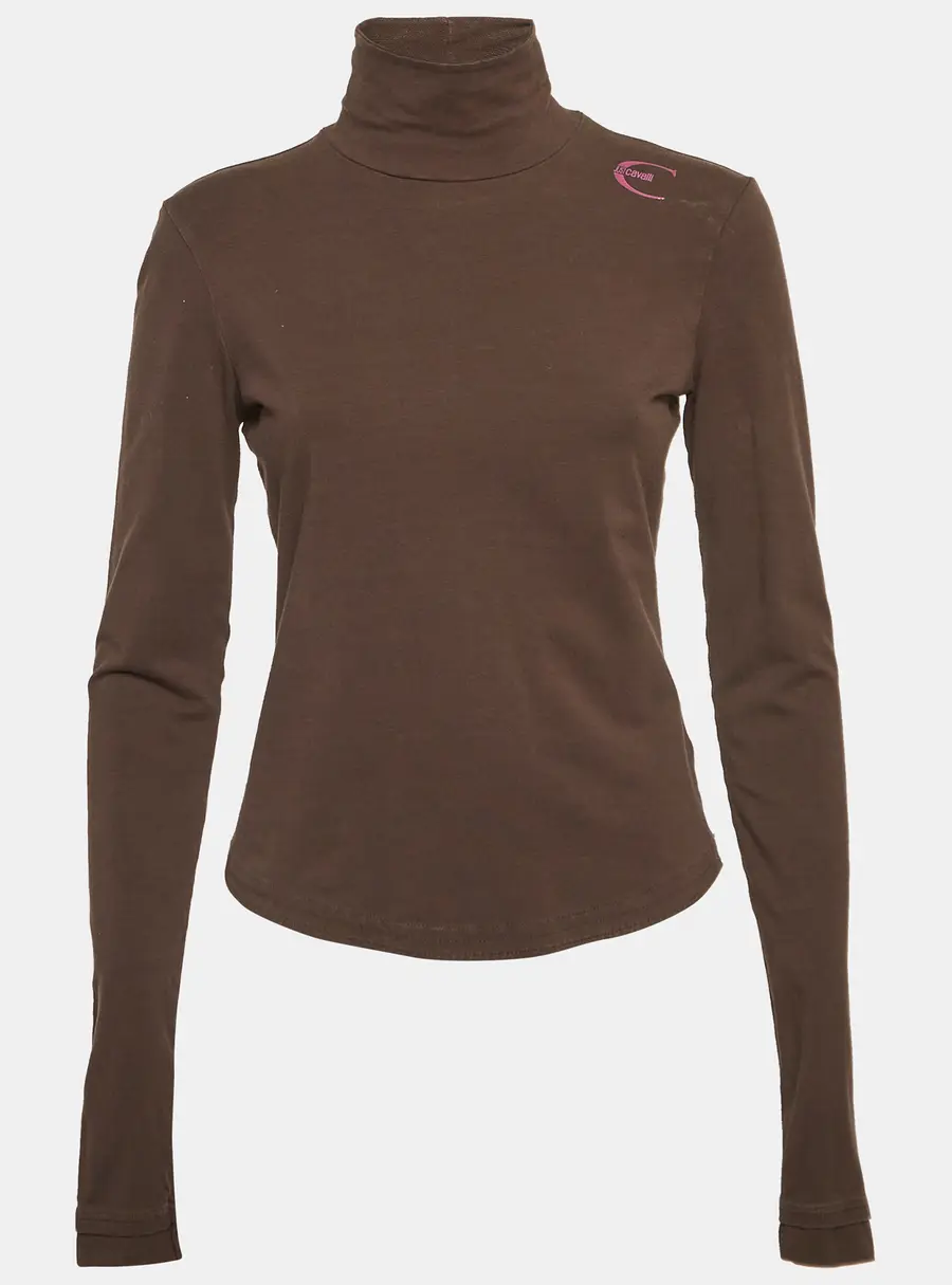 Just Cavalli Brown Knit High Neck T-Shirt L