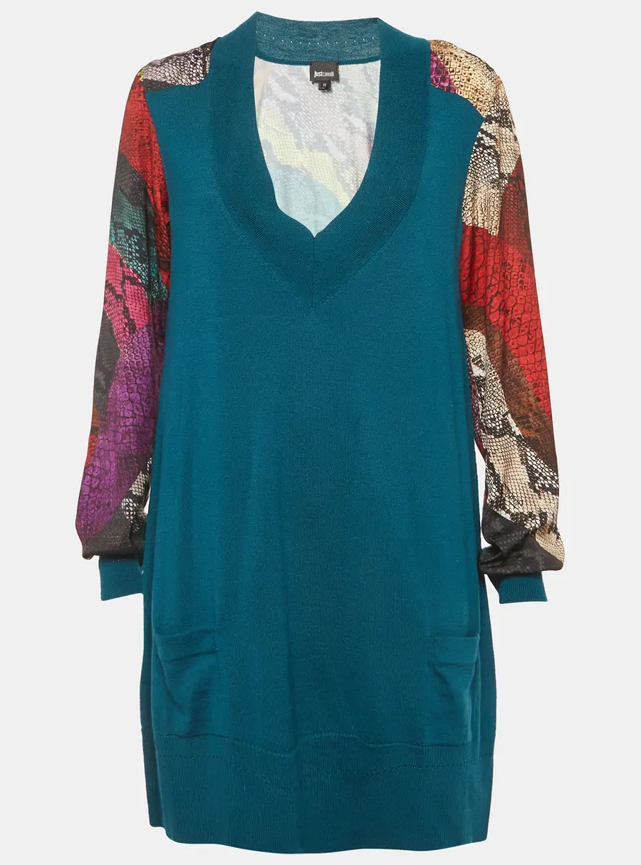 Just Cavalli Multicolour Knit and Satin Sweaters M