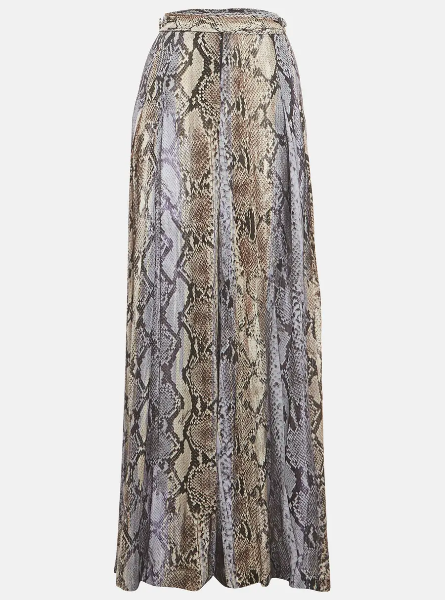 Just Cavalli Multicolour Snakeskin Print Cotton Palazzo Pants M