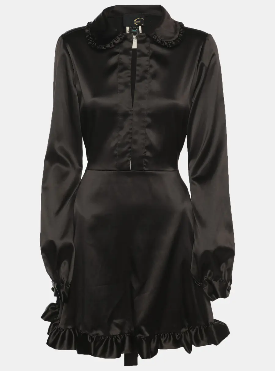 Just Cavalli Black Satin Belted Mini Dress S