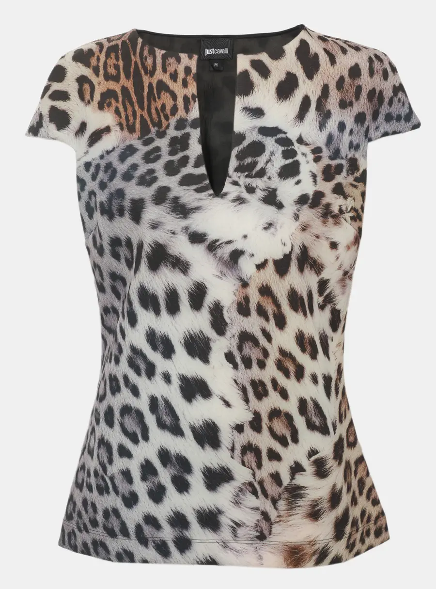 Just Cavalli Multicolor Animal Print V Neck Sleeveless Top M