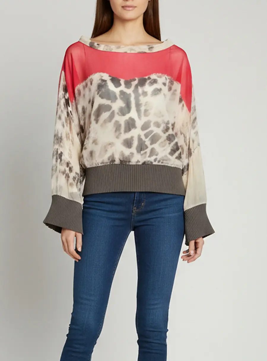 Just Cavalli Multicolor Chiffon Draped Blouse S