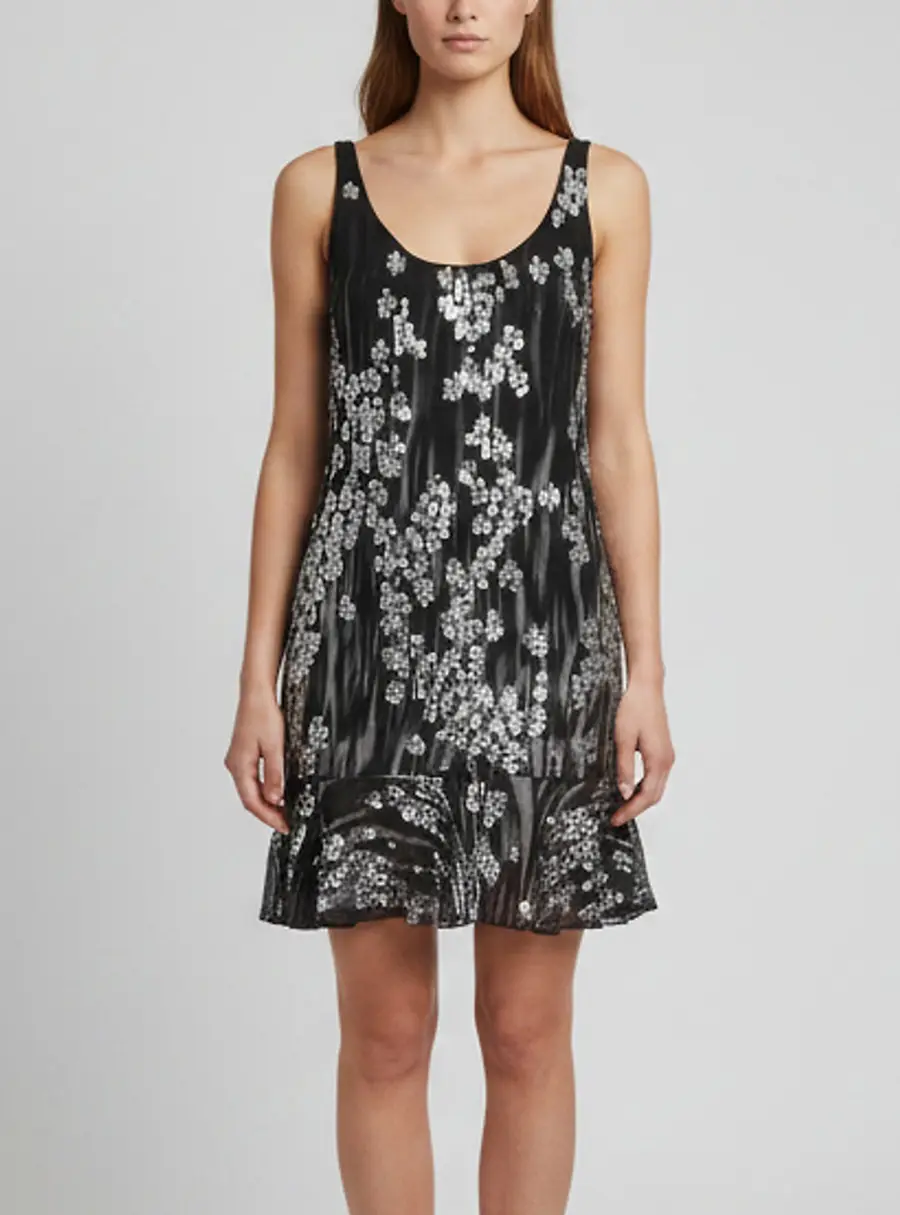 Just Cavalli Black Crepe Embellished Ruffle Hem Mini Dress S