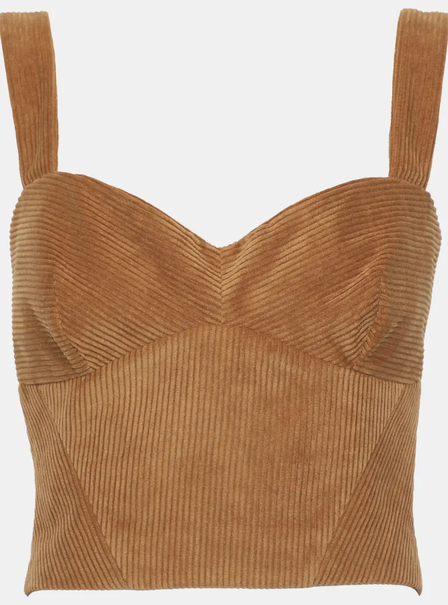 Just Cavalli Brown Corduroy Crop Top S
