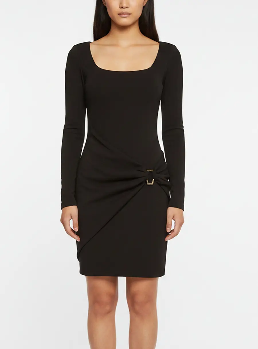 Just Cavalli Black Crepe Draped Mini Dress S
