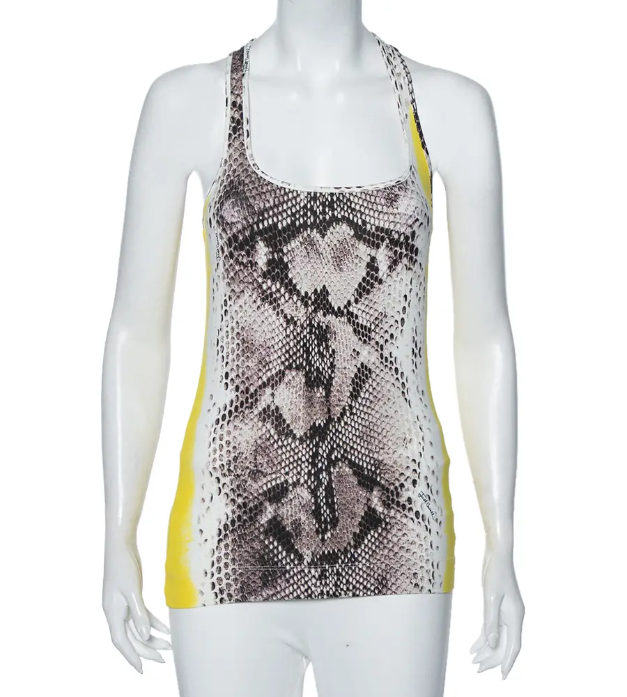 Just Cavalli Multicolor Snake Print Cotton Tank Top S