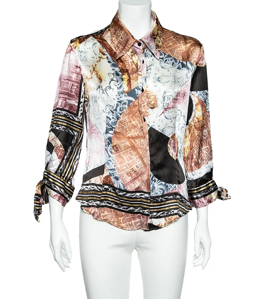 Just Cavalli Multicolor Silk Button Front Shirt M