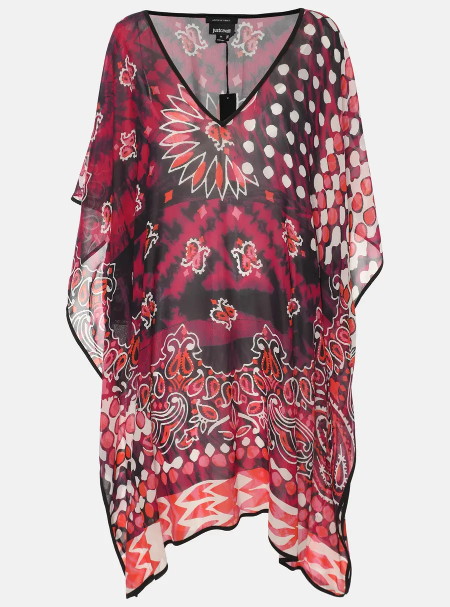 Just Cavalli Multicolor Archive Print Chiffon Kaftan Top M