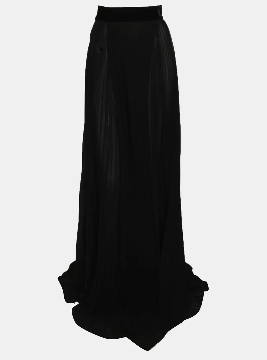 Just Cavalli Black Crepe and Chiffon Pleated Maxi Skirt M