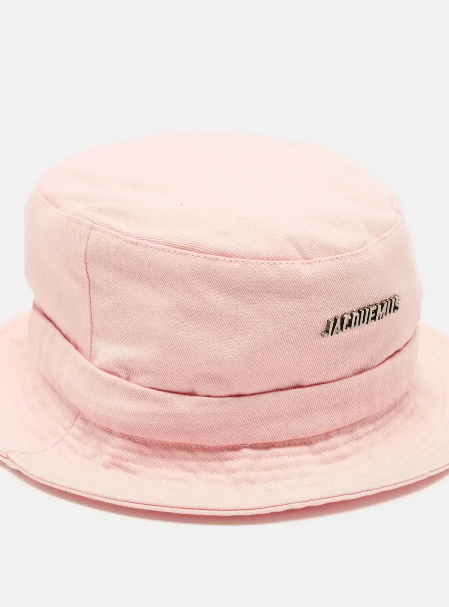Jacquemus Pink Logo Detail Canvas Le bob Gadjo Bucket Hat One Size