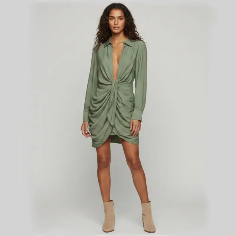 Jacquemus Green Crepe Draped Bahia Mini Dress S