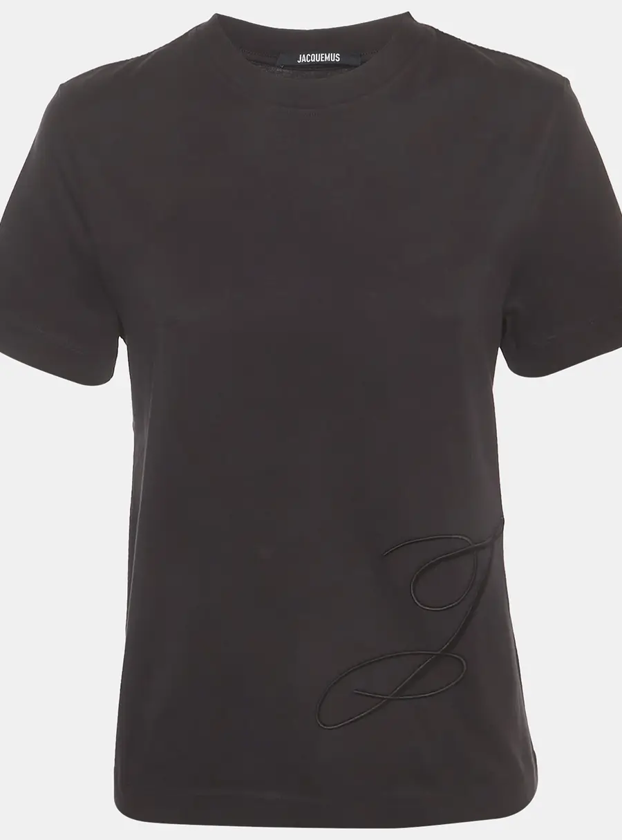 Jacquemus Black Logo Embroidered Jersey Crewneck T-Shirt M