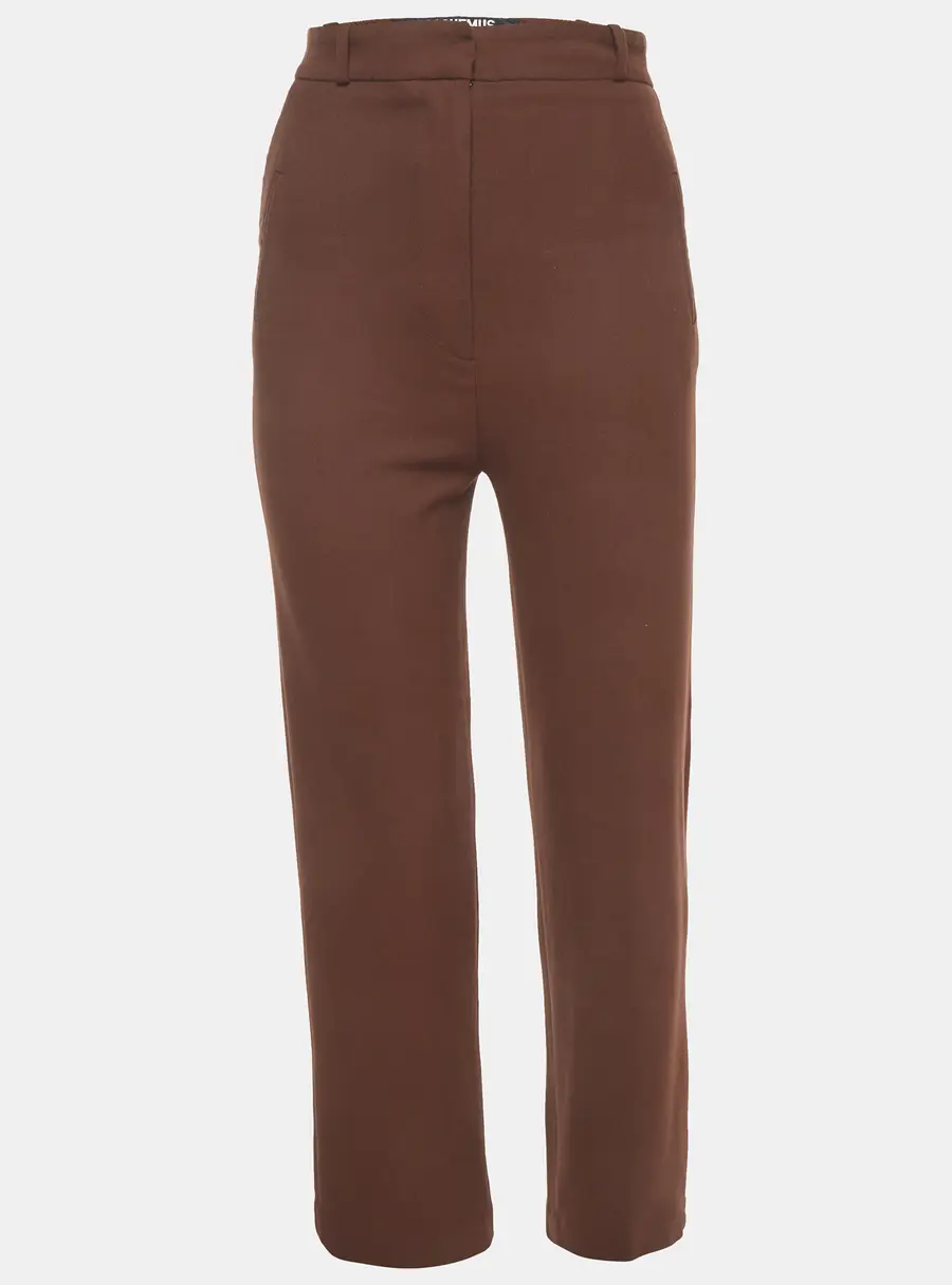 Jacquemus Brown Jersey Gauze Straight Fit Pants XS