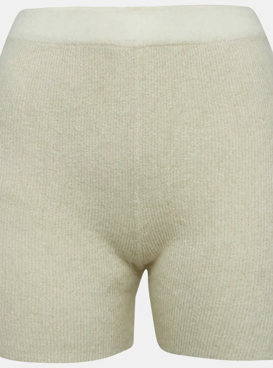 Jacquemus Cream Textured Rib Kit Shorts M