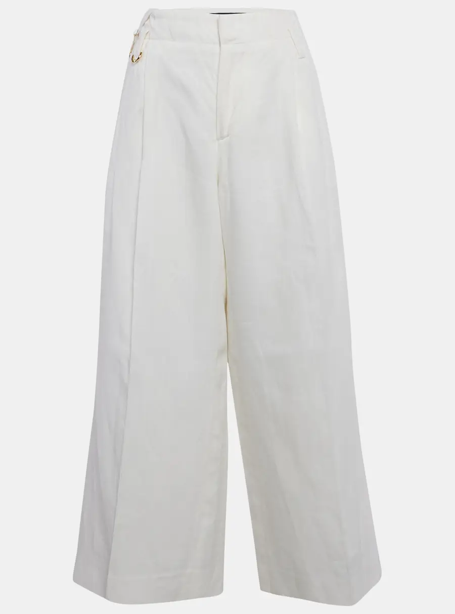 Jacquemus Off-White Linen Wide-Leg Cropped Pants L