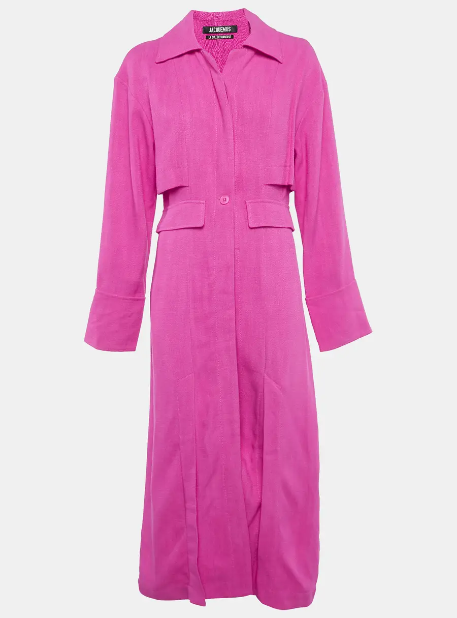 Jacquemus Pink Viscose Long Button Down La Collectionneuse Coat S