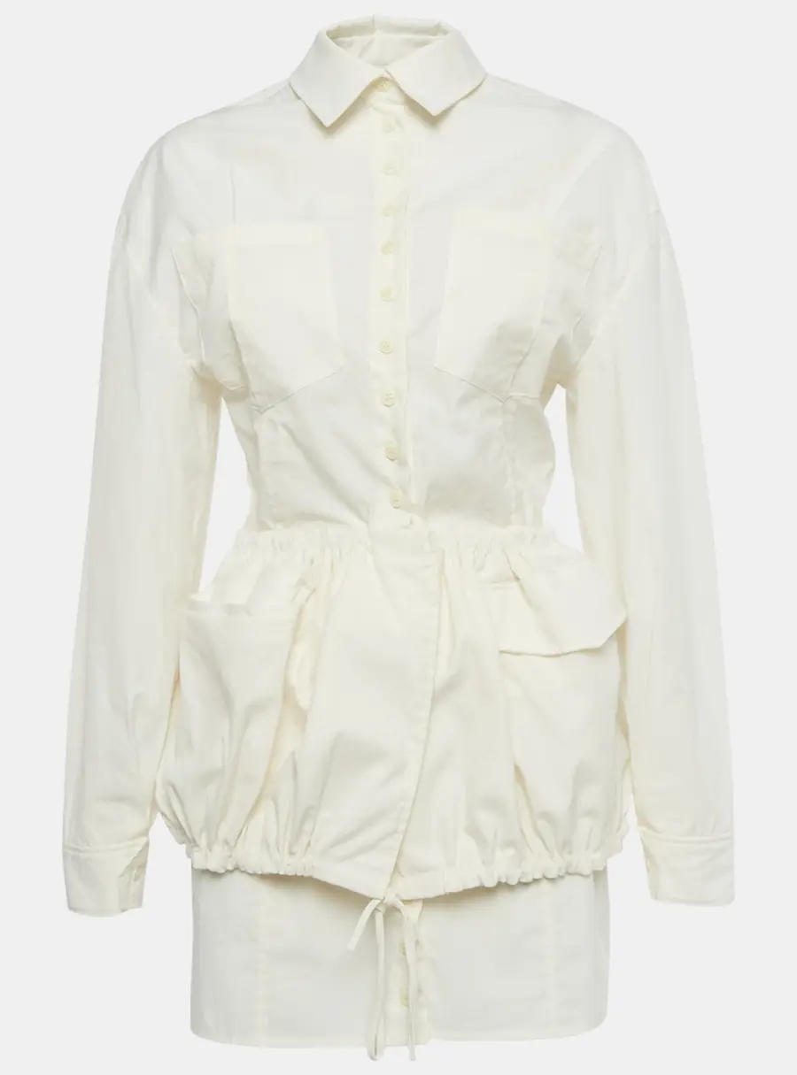 Jacquemus Ivory Crepe Layered Le Coup de Soleil Mini Dress M