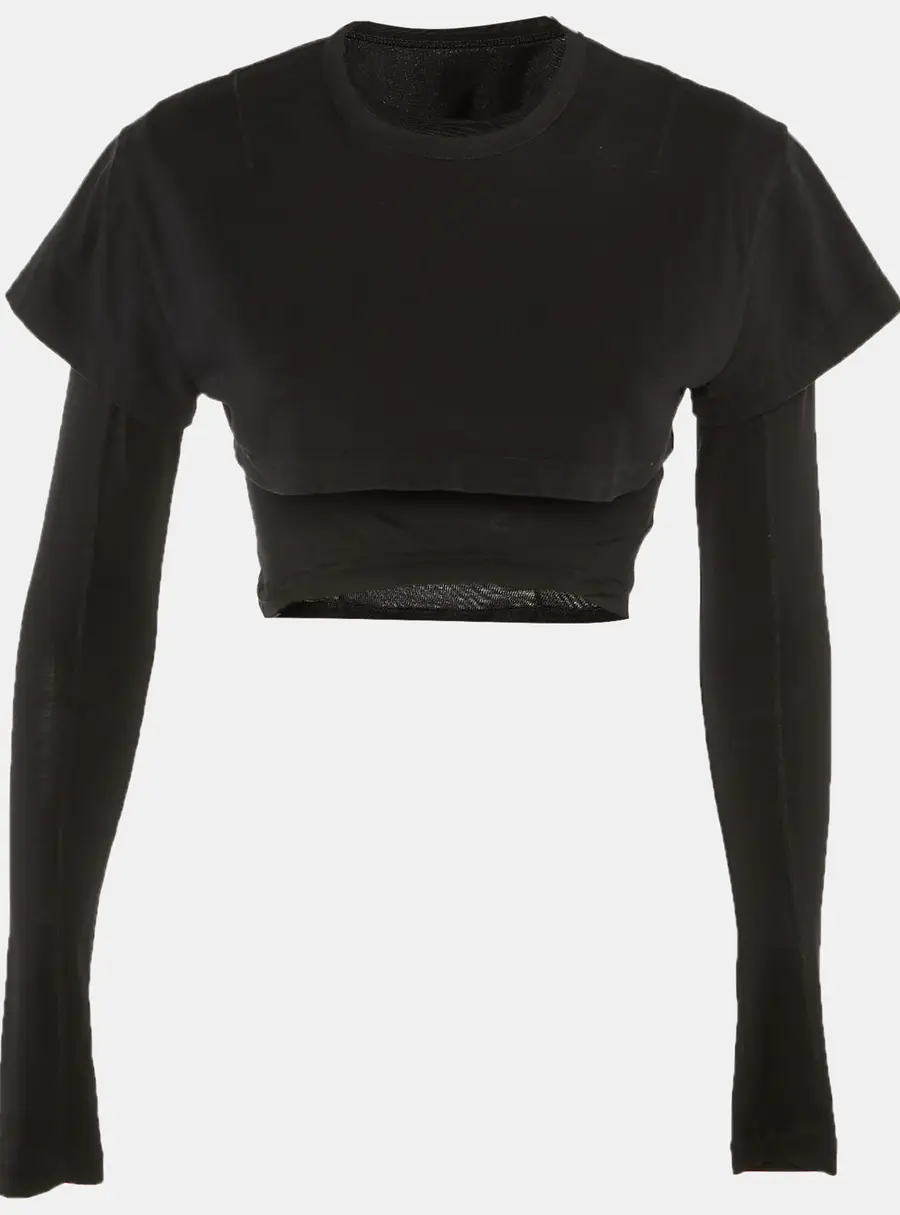 Jacquemus Black Cotton & Lyocell Le Double Crewneck T-shirt M