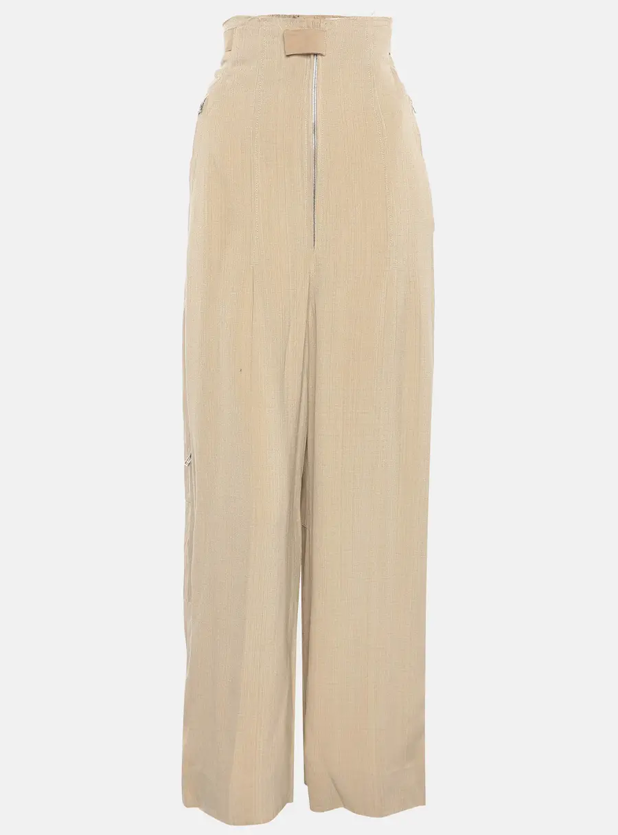 Jacquemus Beige Silk Blend High Rise Le Papier Trousers S
